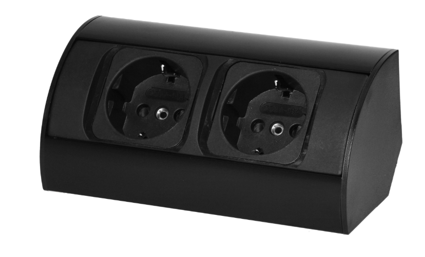 ORNO Gniazdo meblowe narożne 2x230V schuko - czarne