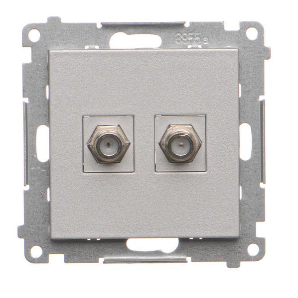 Kontakt Simon Gniazdo antenowe typu „F” podwójne Simon 55 - aluminium mat