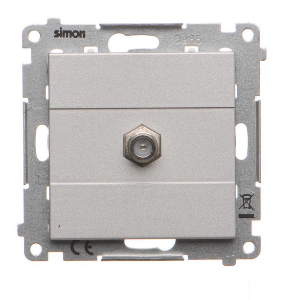 Kontakt Simon Gniazdo antenowe typu „F” pojedyncze Simon 55 - aluminium mat