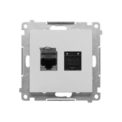Kontakt Simon Gniazdo komputerowe podwójne RJ45 kategoria 6 (ekr.) Simon 55 - aluminium mat