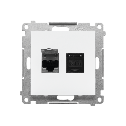 Kontakt Simon Gniazdo komputerowe podwójne RJ45 kategoria 6 (ekr.) Simon 55 - biały mat