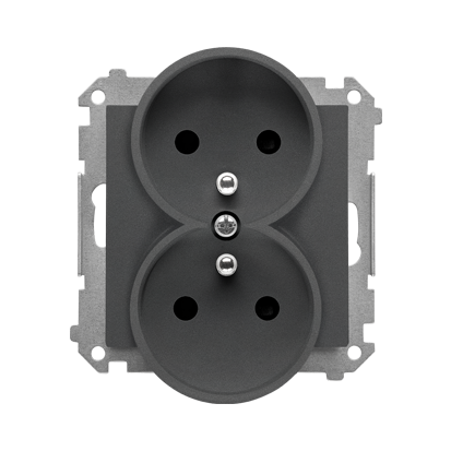 Kontakt Simon Gniazdo podwójne z uziemieniem Simon 55 - grafitowy mat