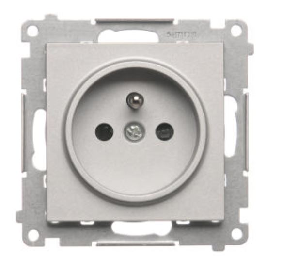 Kontakt Simon Gniazdo pojedyncze z uziemieniem Simon 55 - aluminium mat