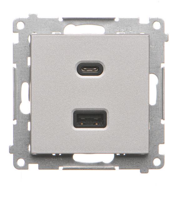Kontakt Simon USB typ A+C Simon 55 - aluminium mat