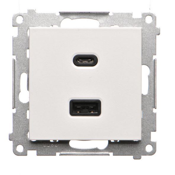 Ładowarka USB typ A+C Simon 55 - biały mat