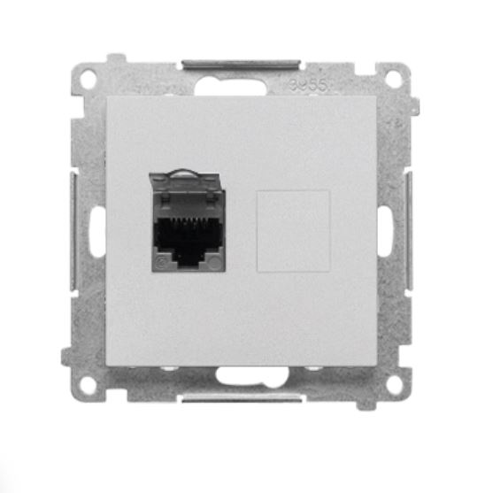 Kontakt Simon Gniazdo komputerowe pojedyncze RJ45 kategoria 6 (ekr.) Simon 55 - aluminium mat