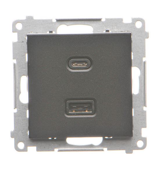 Kontakt Simon USB typ A+C Simon 55 - czarny mat