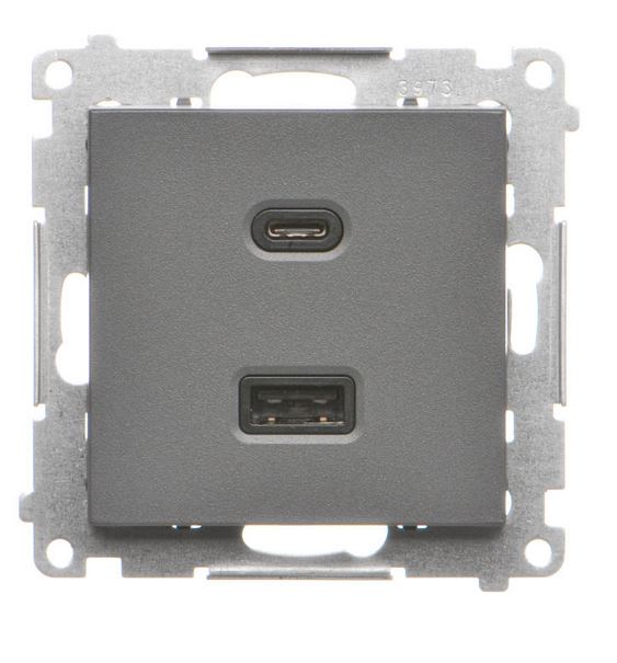 Kontakt Simon USB typ A+C Simon 55 - grafitowy mat