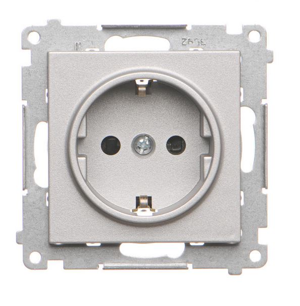 Kontakt Simon Gniazdo Schuko z przesłonami Simon 55 - aluminium mat