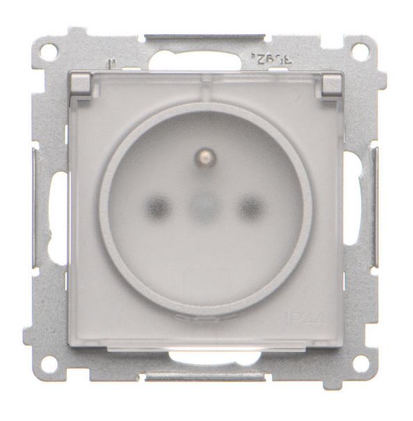Kontakt Simon Gniazdo do wersji IP44 bez uszczelki klapka transparentna Simon 55 - aluminium mat
