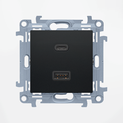Ładowarka USB A+C Simon 10 - czarny mat