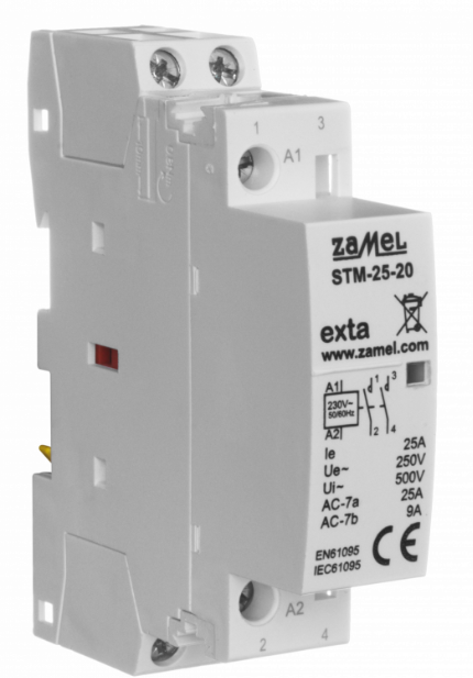 Stycznik modułowy ZAMEL STM-25-20 25A, 2xNO, 230V AC