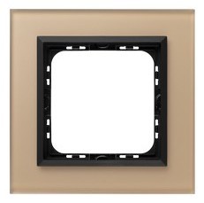 Ospel Ramka  pojedyncza SONATA szronione szkło 4mm - szampański/czarny