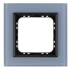 Ospel Ramka  pojedyncza SONATA szronione szkło 4mm - niebieski/czarny