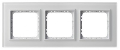 Ospel Ramka  potrójna SONATA szronione szkło 4mm - biały/biała