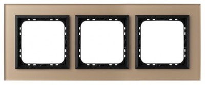 Ospel Ramka  potrójna SONATA szronione szkło 4mm - szampański/czarny