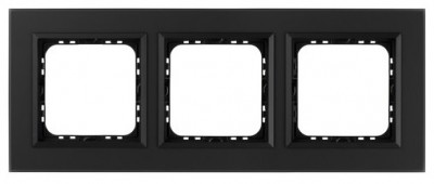 Ospel Ramka  potrójna SONATA szronione szkło 4mm - czarny/czarny