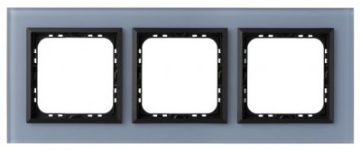 Ospel Ramka  potrójna SONATA szronione szkło 4mm - niebieski/czarny