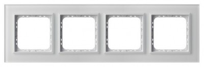 Ospel Ramka  poczwórna SONATA szronione szkło 4mm - biały/biała