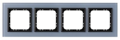 Ospel Ramka  poczwórna SONATA szronione szkło 4mm - niebieski/czarny