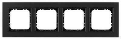 Ospel Ramka  poczwórna SONATA szronione szkło 4mm - czarny/czarny