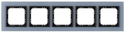 Ospel Ramka  pięciokrotna SONATA szronione szkło 4mm - niebieski/czarny