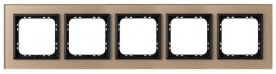 Ramka pięciokrotna SONATA szronione szkło 4mm - szampański/czarny