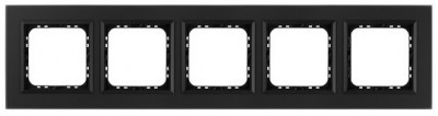 Ospel Ramka  pięciokrotna SONATA szronione szkło 4mm - czarny/czarny