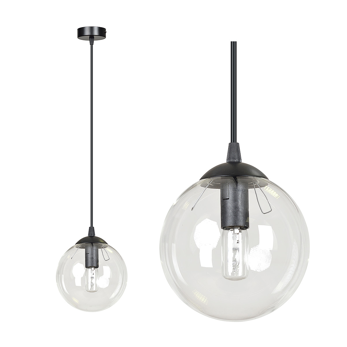 Lampa wisząca COSMO 1 BL E14 - czarny/transparentny