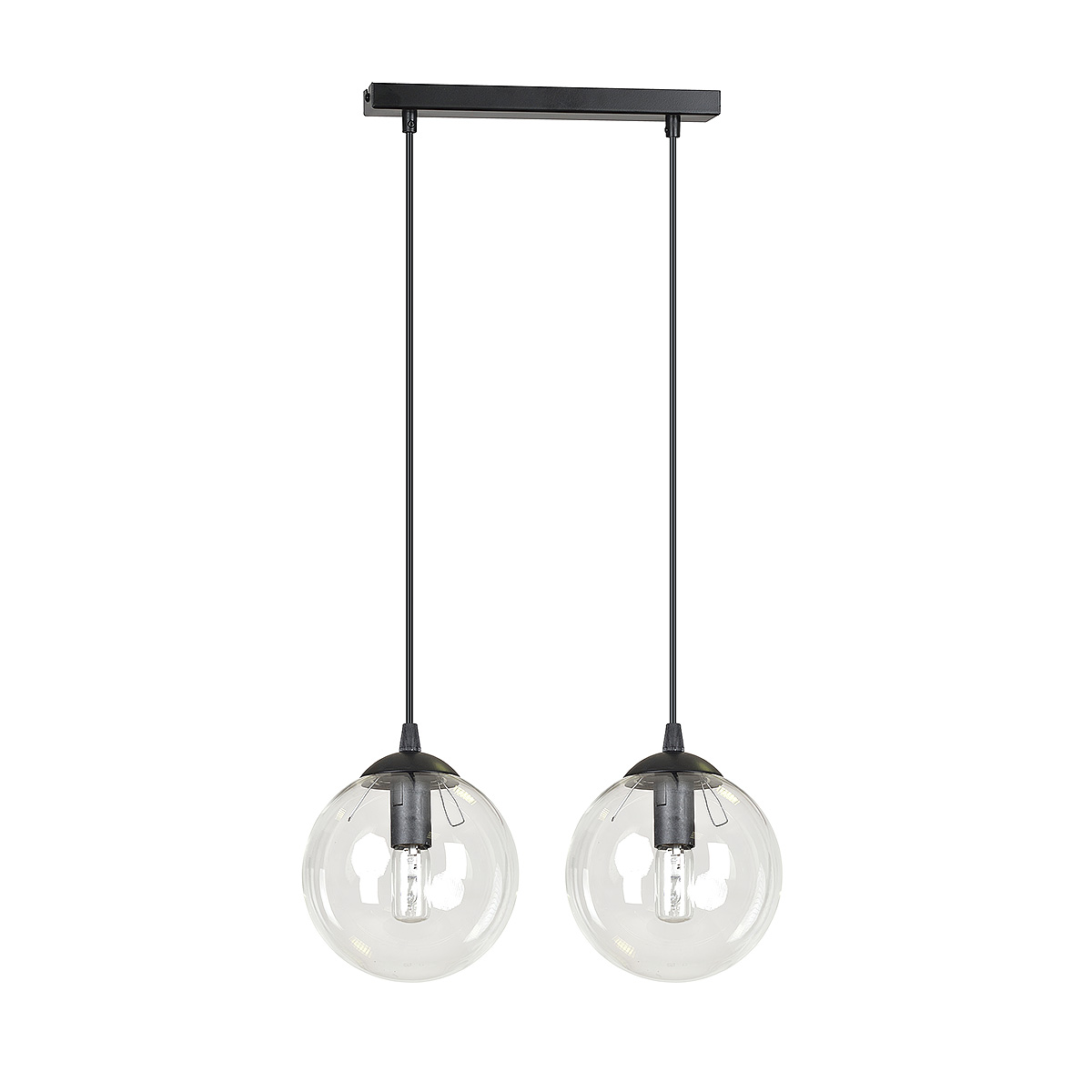 Lampa wisząca COSMO 2 BL 2xE14 - czarny/transparentny