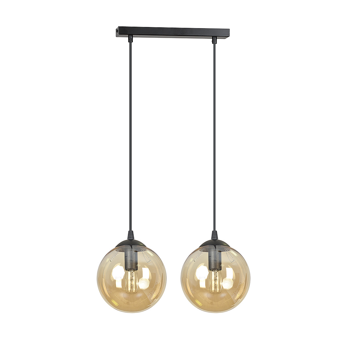 Lampa wisząca COSMO 2 BL 2xE14 - czarny/miodowy