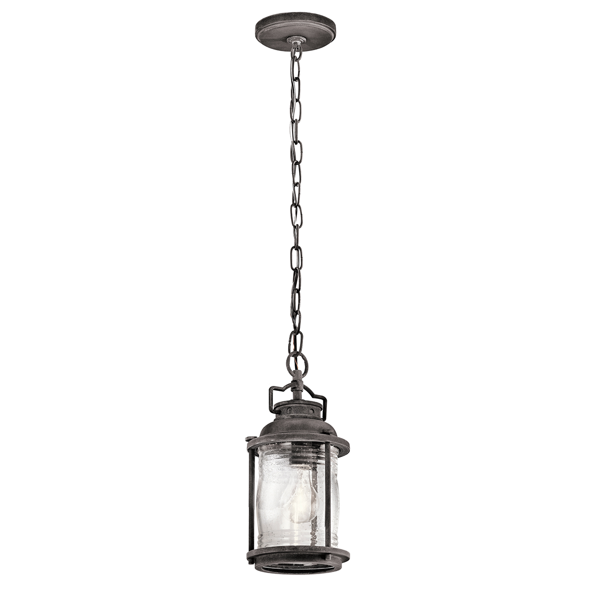 Lampa wisząca ASHLANDBAY E27 IP44 - stary cynk/transparentny