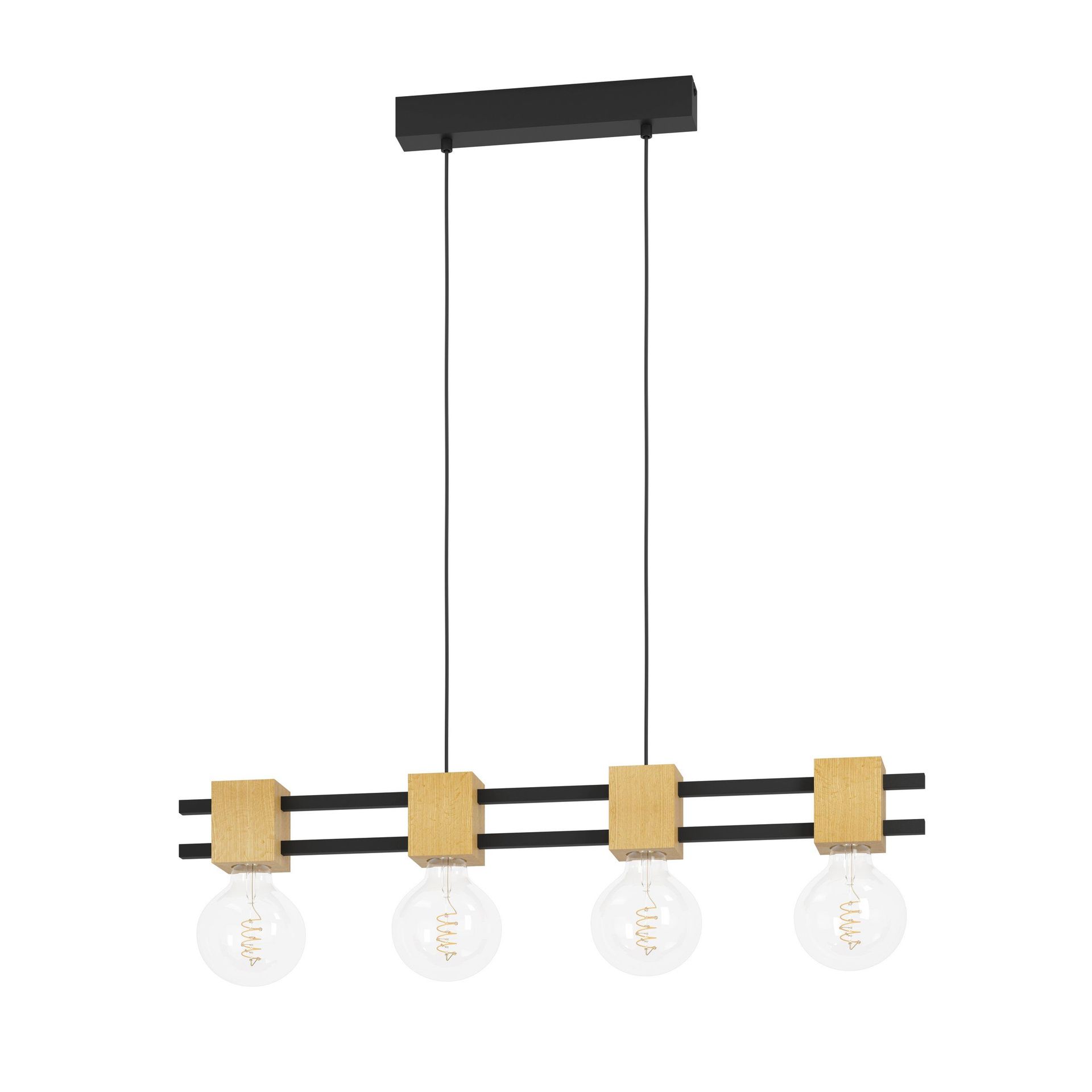 Lampa wisząca LEVANTARA 4xE27 - czarny/brązowy
