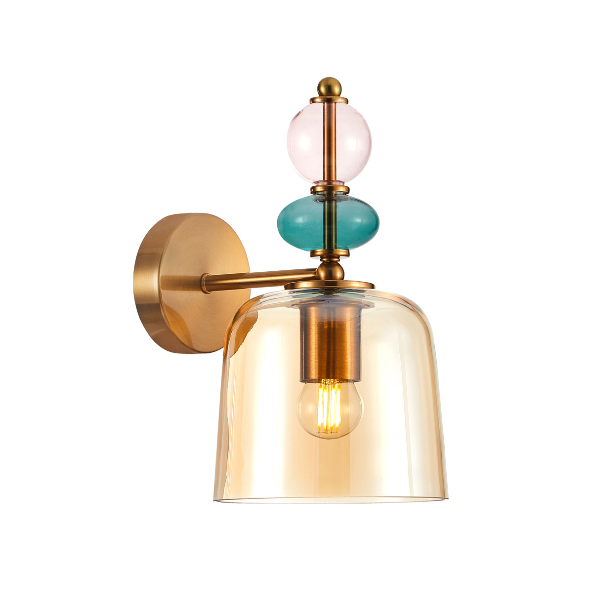 Kinkiet NAMOS A E27 - mosiądz/bursztynowy