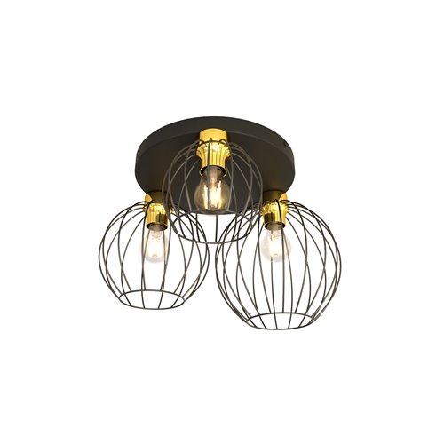 Lampa sufitowa NEST PREM BL 3xE27 - złoty/czarny
