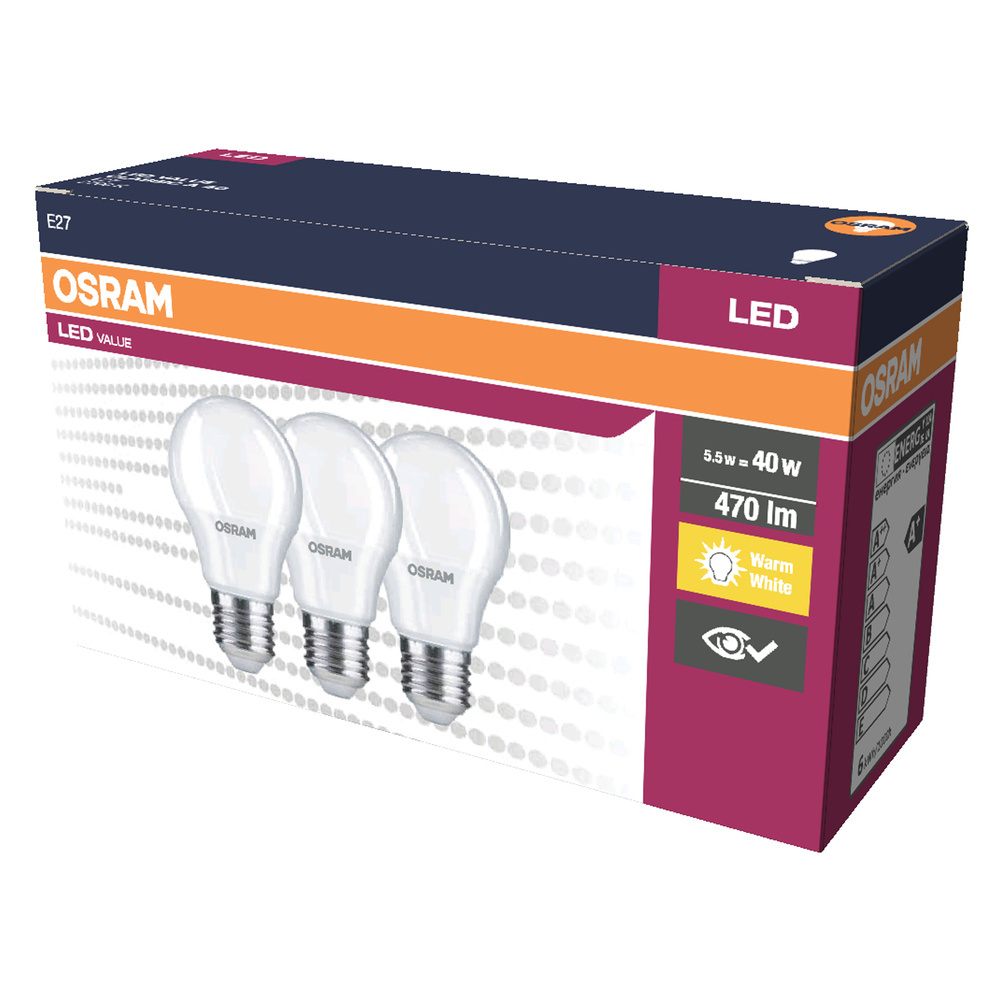 Żarówka LED VALUE CLASSIC A 40 4.9W/2700K E27 - trójpak