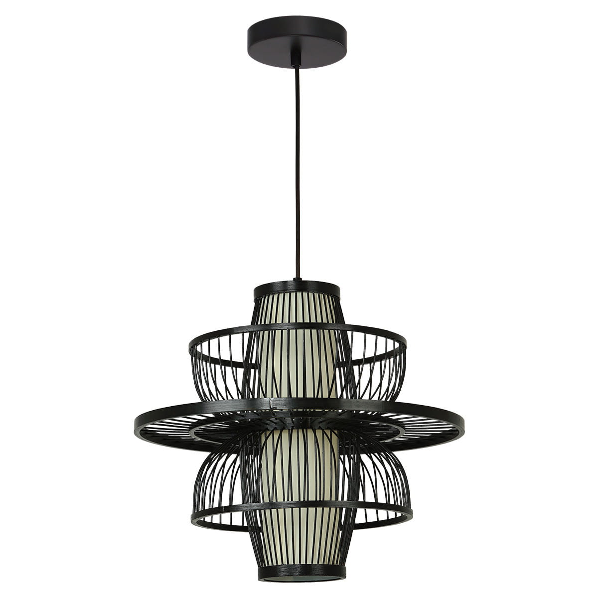 Lampa wisząca ASTRA E27 - rattan/czarny