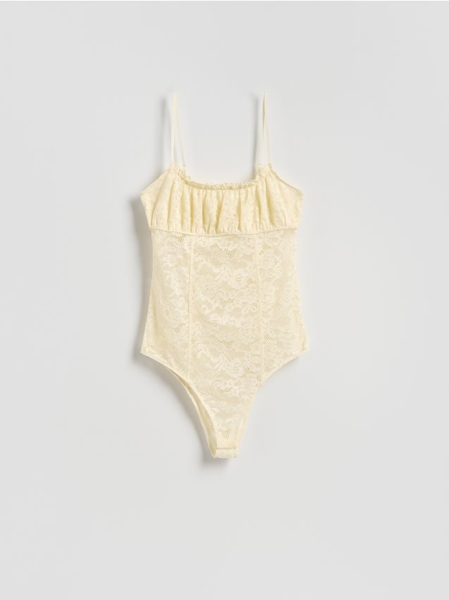 Reserved - Koronkowe body - złamana biel