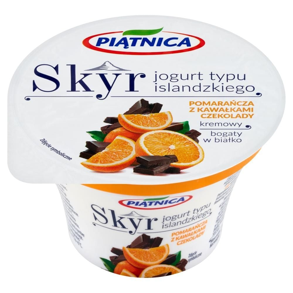 Piątnica Skyr jogurt typu islandzkiego pomarańcza z kawałkami czekolady 150 g