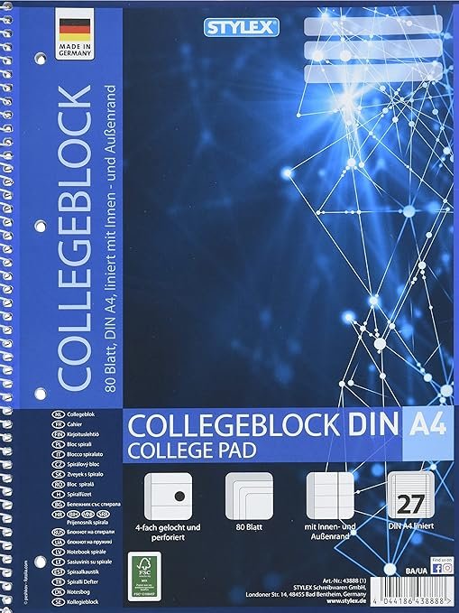 Notatnik / Zeszyty na spirali A4 w linie firmy Stylex, 80 kartek niebieski