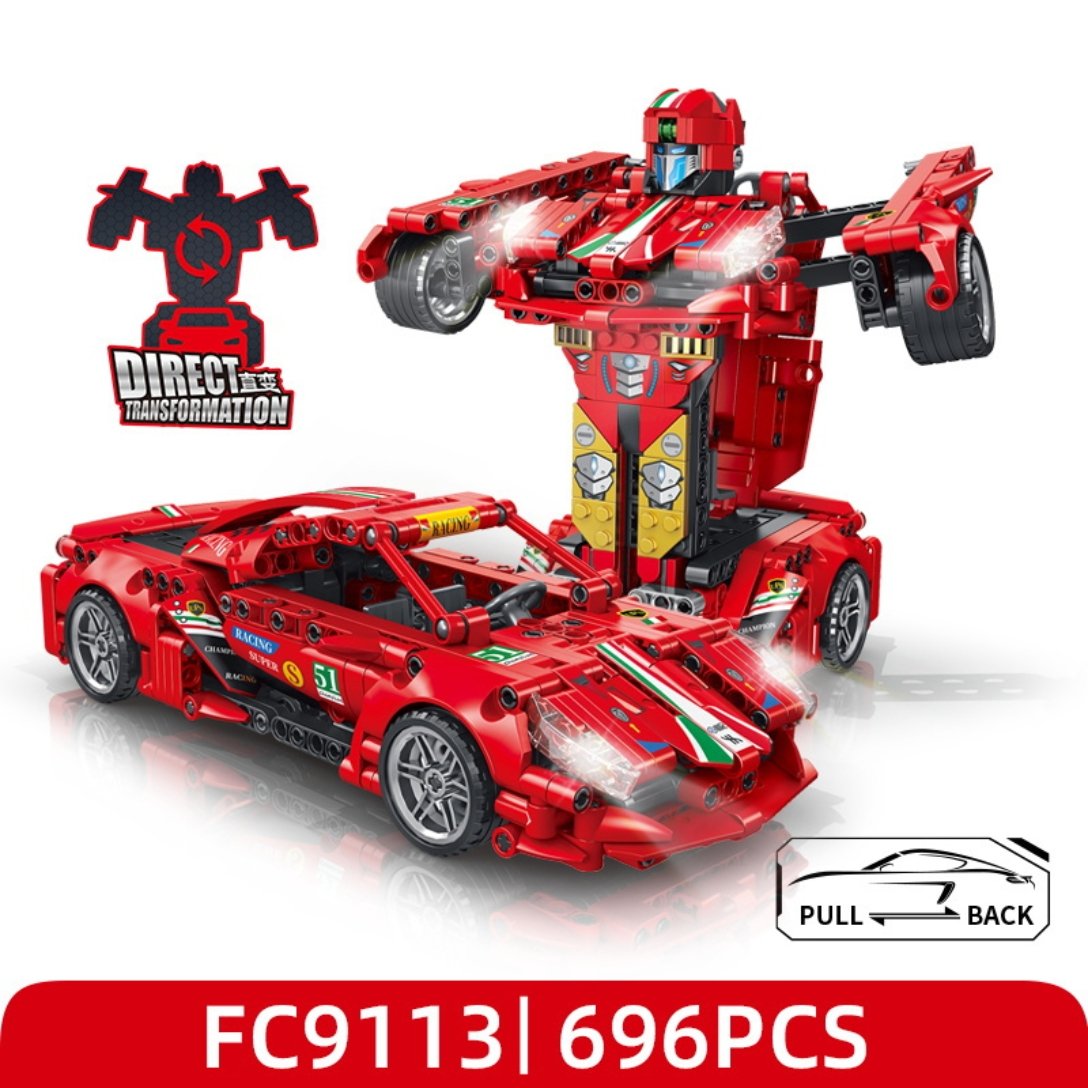 Klocki Forange FC9113 Auto + Robot 2w1 696 el. Pull-back 6+
