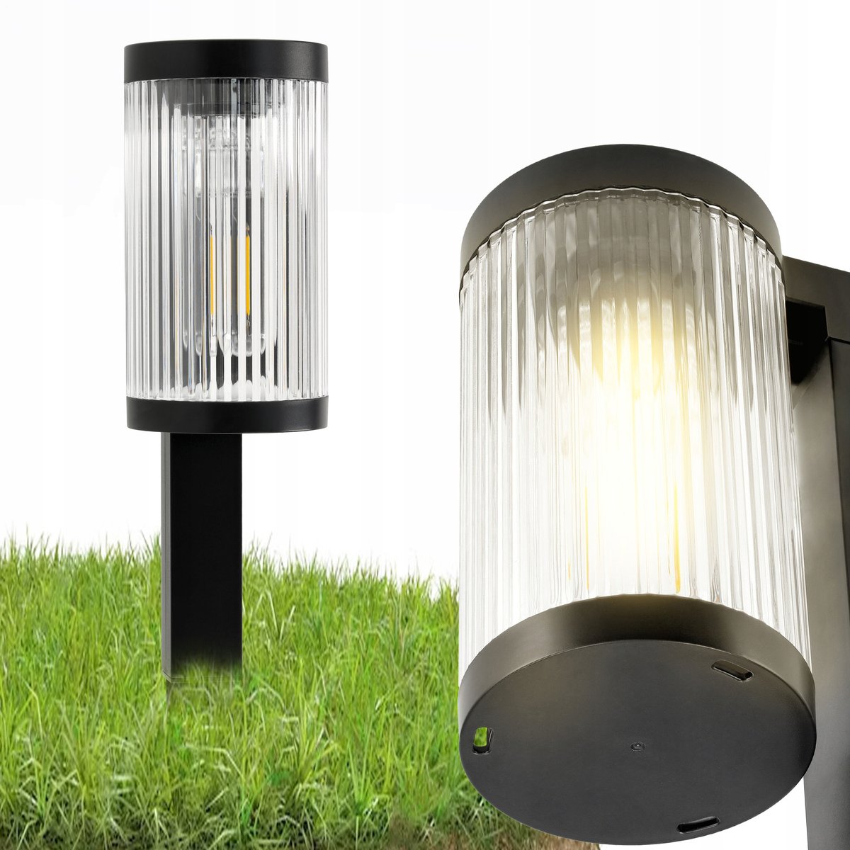 Lampa Solarna Wbijana Ogrodowa Wodoodporna Czujnik Zmierzchu Słupek LED