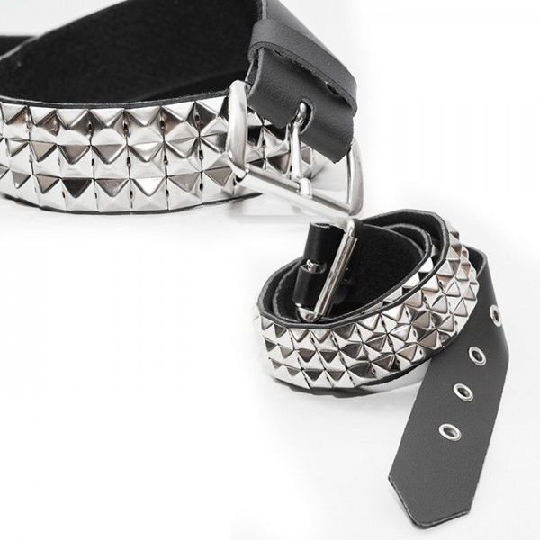 pasek z ćwiekami PYRAMID 3-RZĘDOWY, VEGAN-S