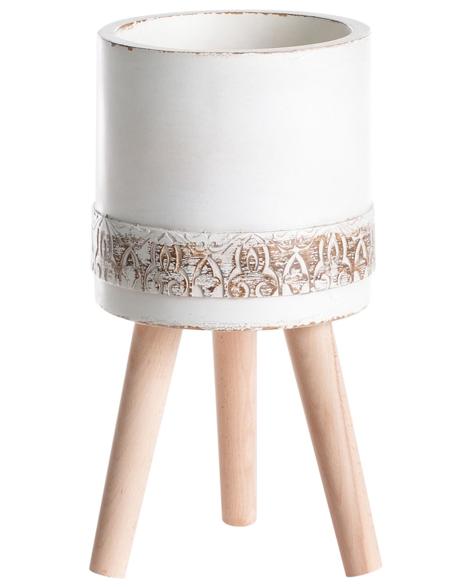 Doniczka na nóżkach SKIATOS Ceramika 22 cm Złamana biel