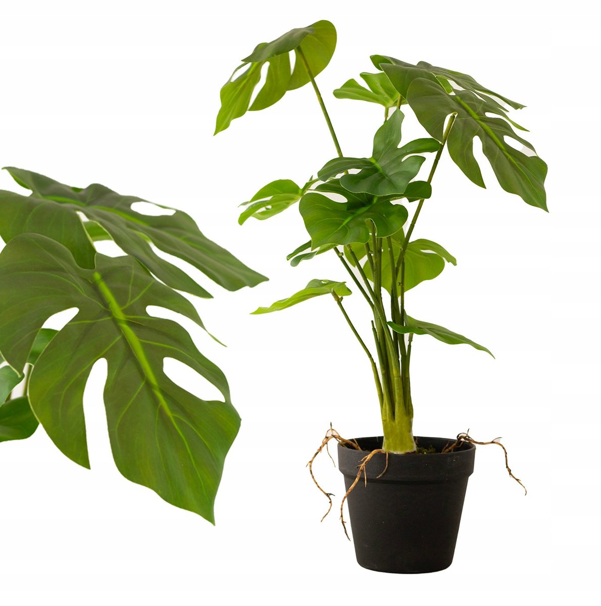 SZTUCZNA ROŚLINA DONICZKOWA MONSTERA jak żywa kwiat dekoracja prezent 50cm