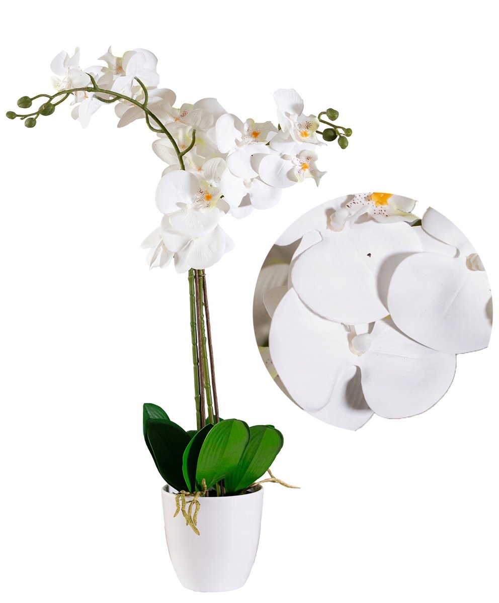 SZTUCZNY STORCZYK JAK ŻYWY BIAŁY gumowy 2 pędy roślina ozdoba prezent 75cm