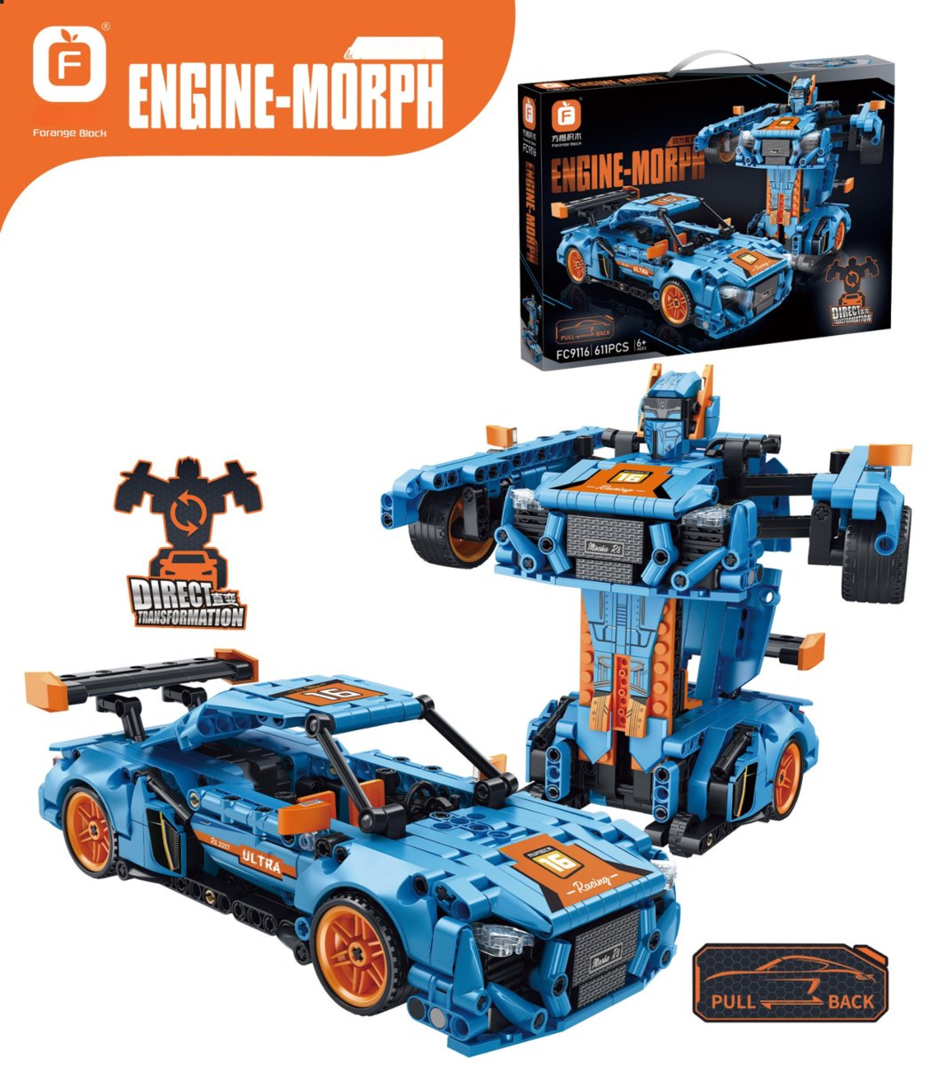 Klocki Forange FC9116 Auto + Robot 2w1 611 el. Pull-back 6+