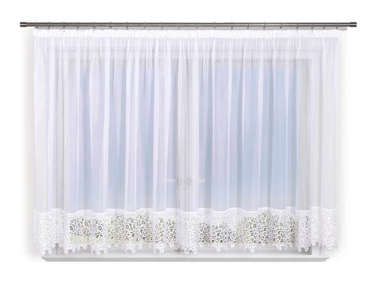 Firana gotowa 600x180, prosta, woal, gipiura 30 cm