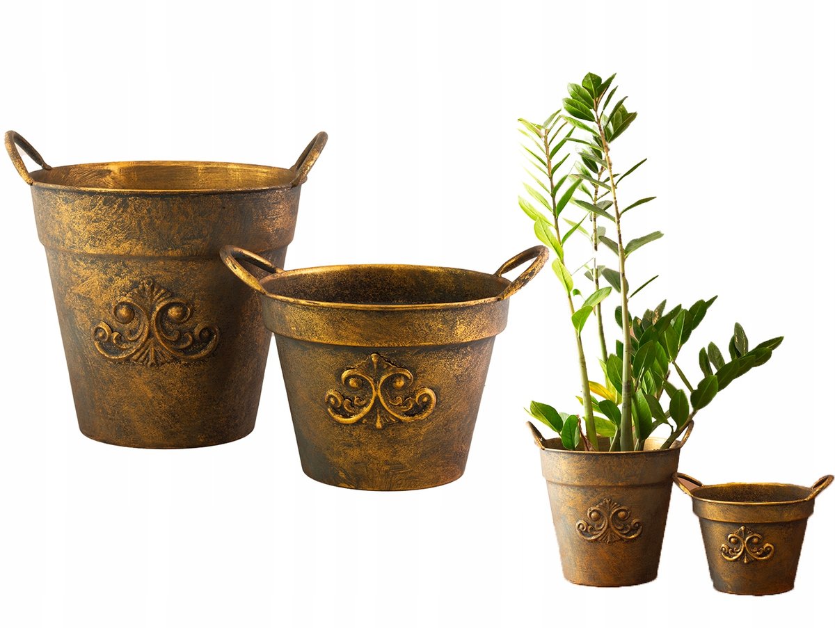 DONICZKA ZŁOTA METALOWA stare złoto postarzana 2 szt. do salonu