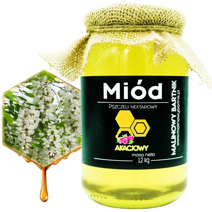 Miód Akacjowy 1.2 Kg, 1200g - Zbiory 2025, Polska Pasieka, Naturalny Świeży